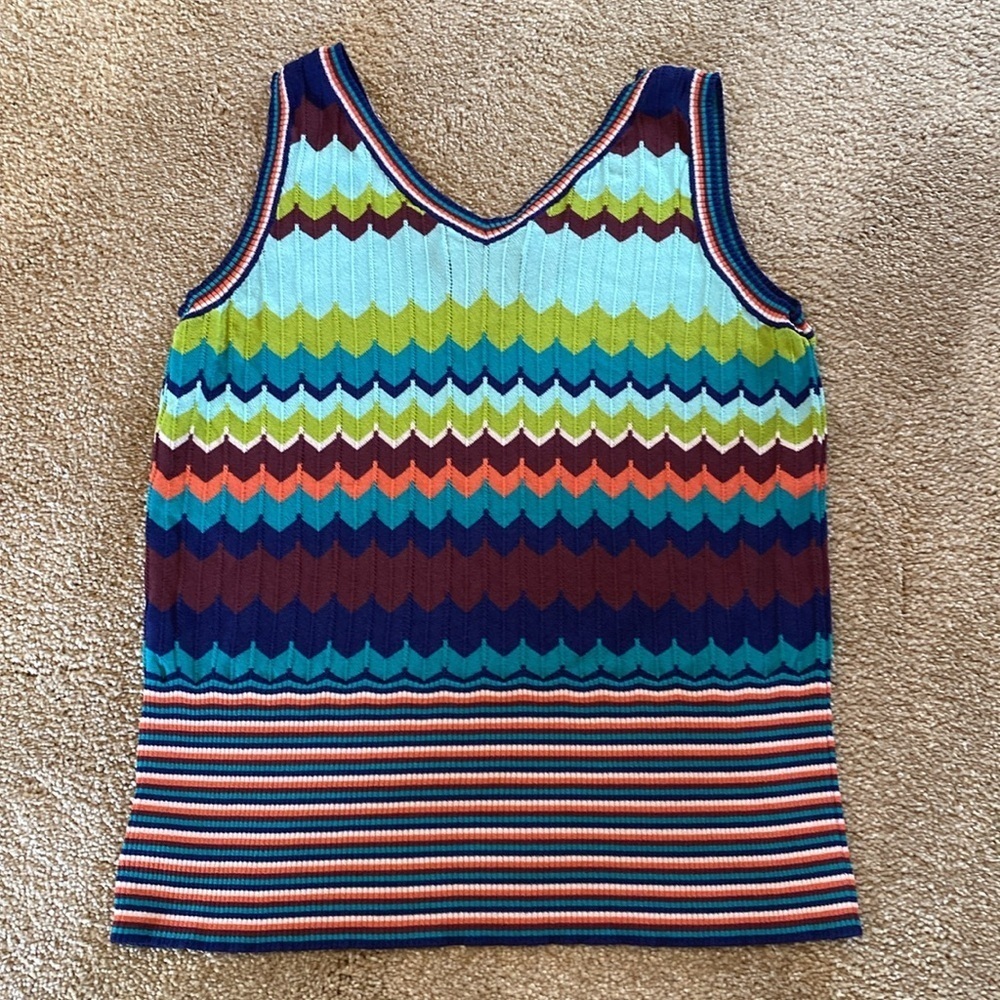 Anthropologie Aldo Martins Bamboo Rainbow Chevron Striped Knitted Tank Vest S - Picture 5 of 5